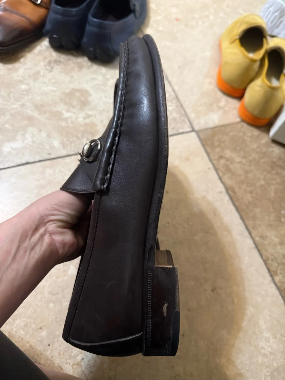 Gucci Dark Brown Leather Horsebit Slip-On Loafers